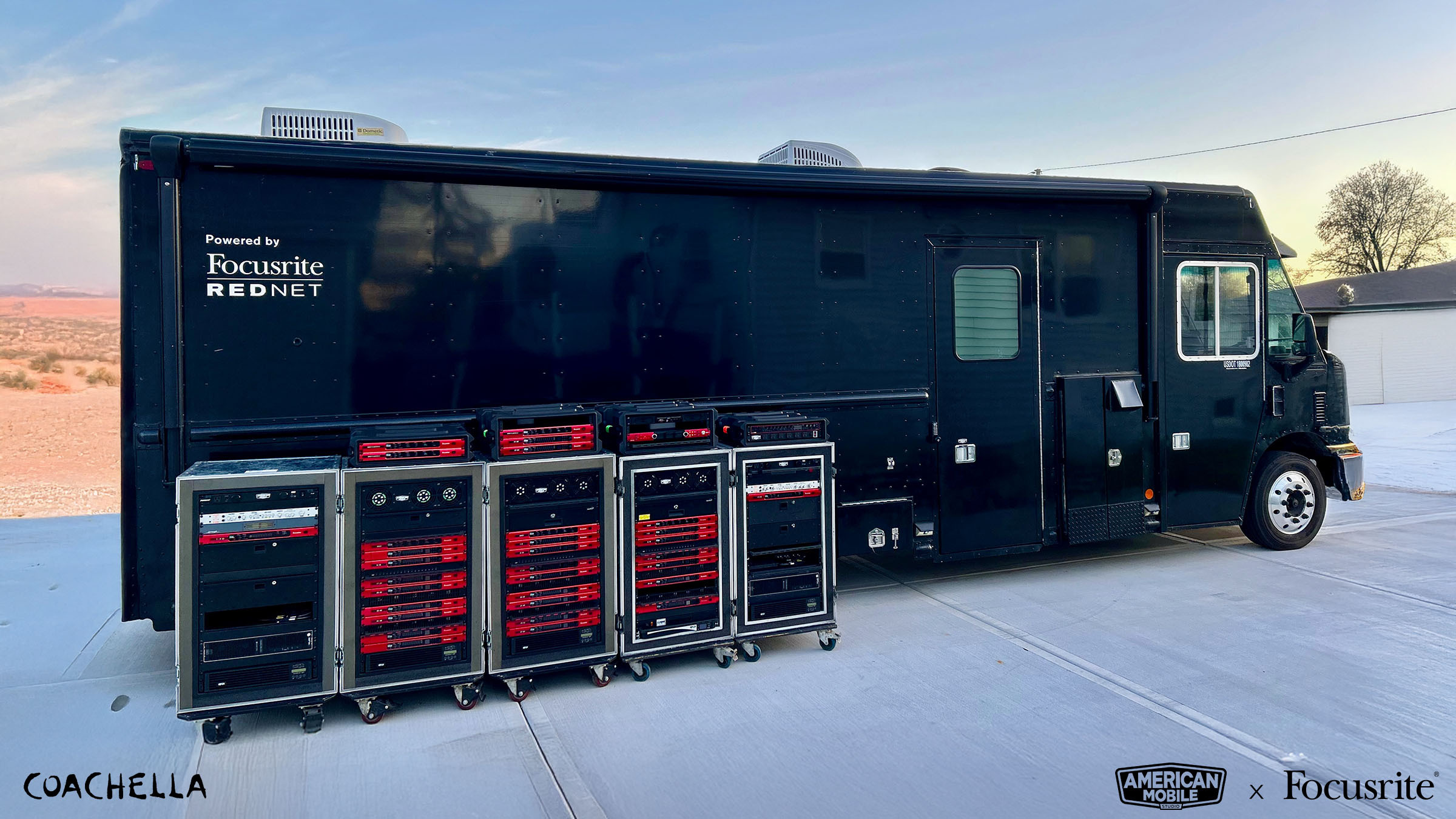 American Mobile&rsquo;s broadcast truck, pictured with some of its arsenal of Focusrite RedNet gear.