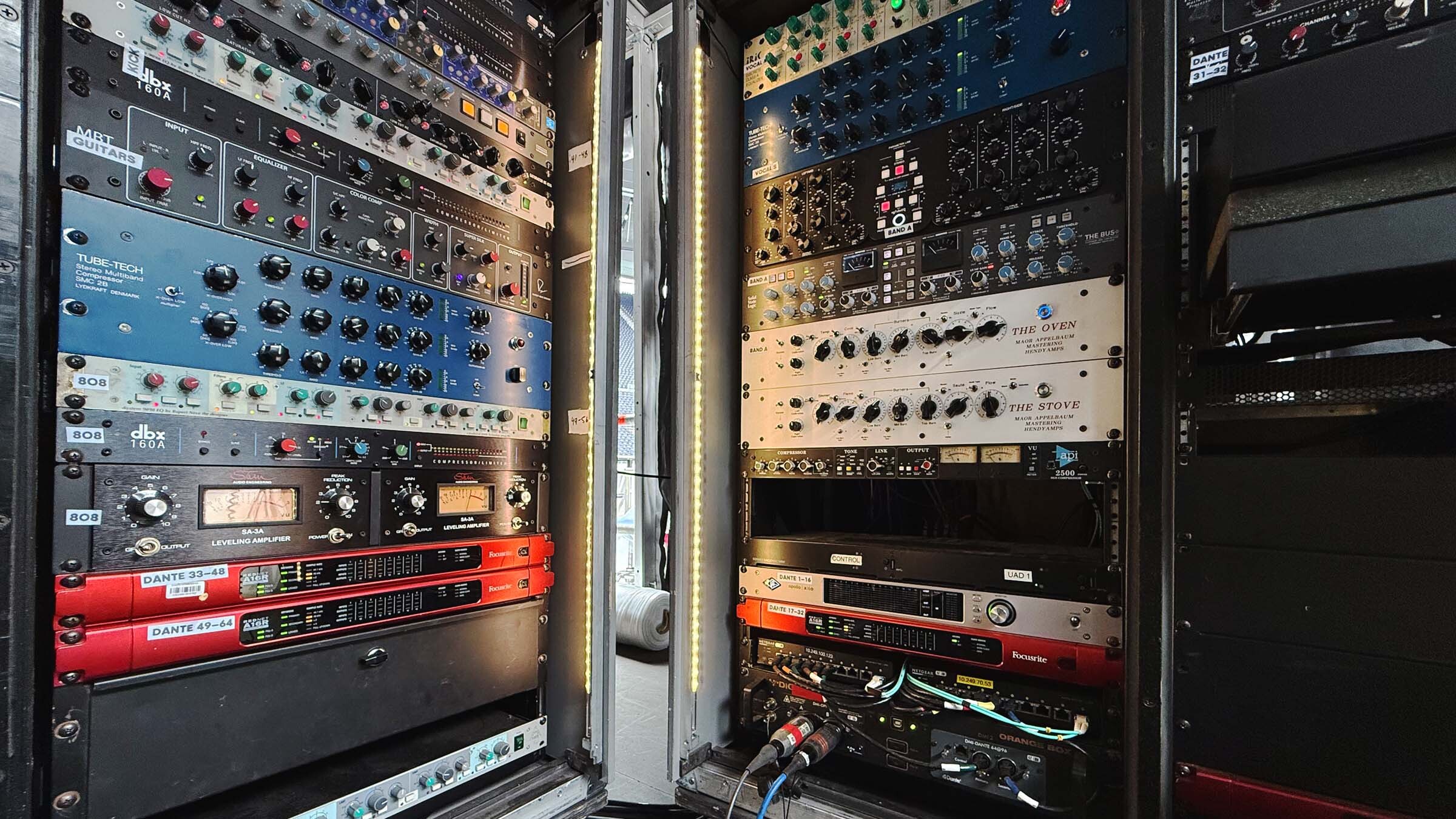 Toby Francis&rsquo;s racks of touring gear, including Focusrite RedNet interfaces.